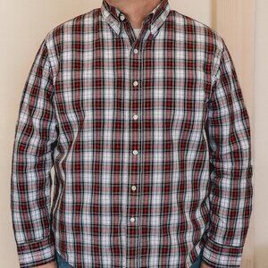 Izod Men’s Plaid Cotton Button-Down Shirt Size Large